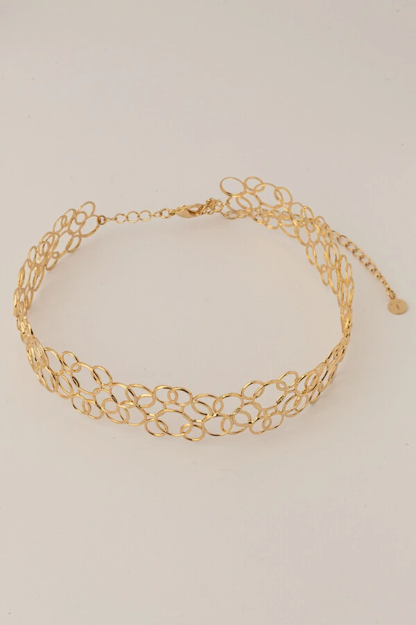 Colar Choker Dourado Círculos Vazado