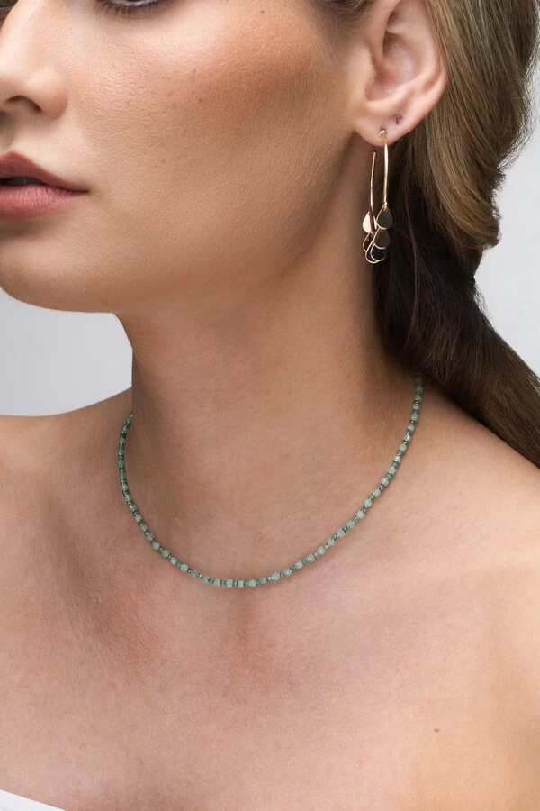 Colar Choker Eloysa Amazonita Banho Ouro 18K