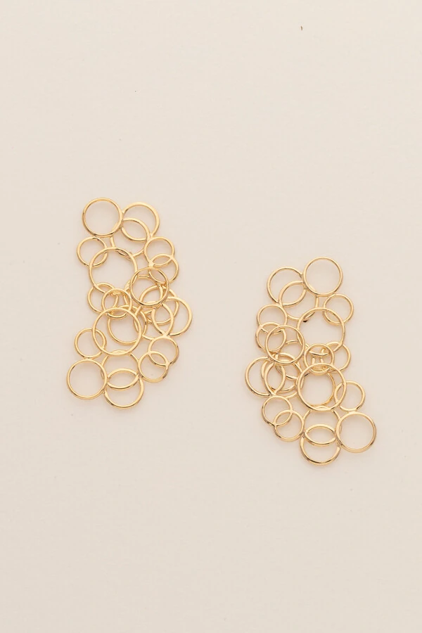 Brinco Dourado Círculos Vazado