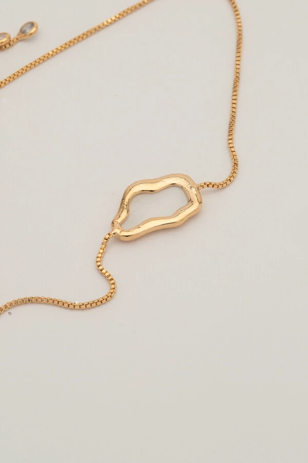 Pulseira Dourado Regulável Orgânico Perolado