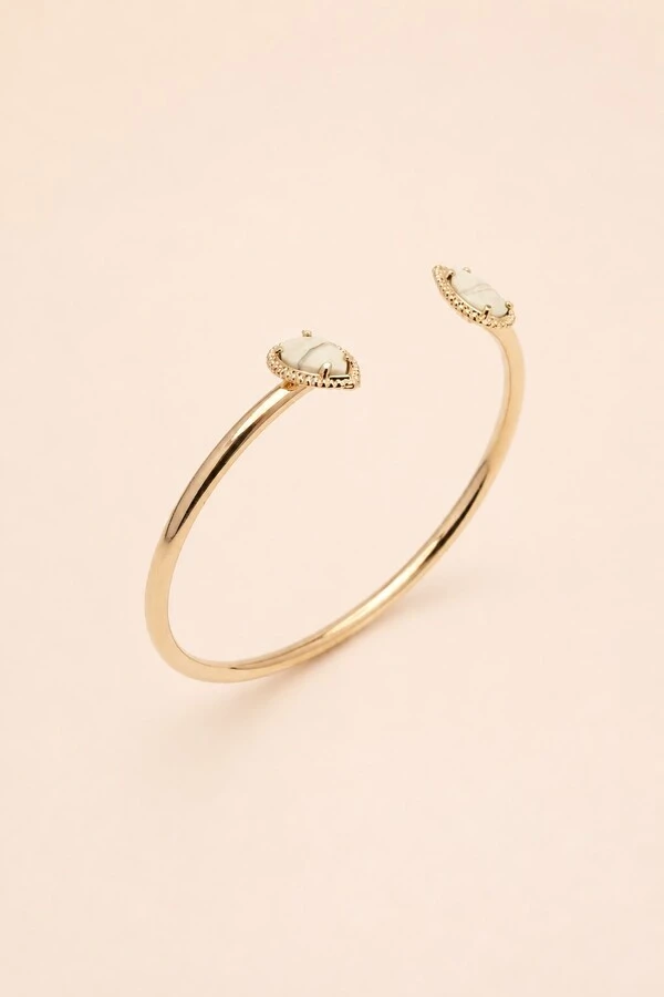 Pulseira Dourada Gota Dupla Resina Off White