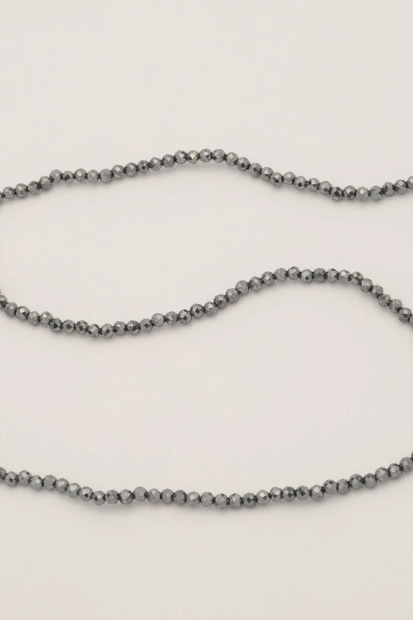 Colar Prateado Choker Hematita