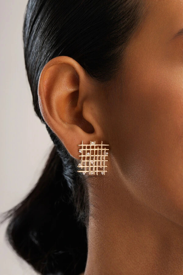 Brinco Tela Zircônia Banho Ouro 18K