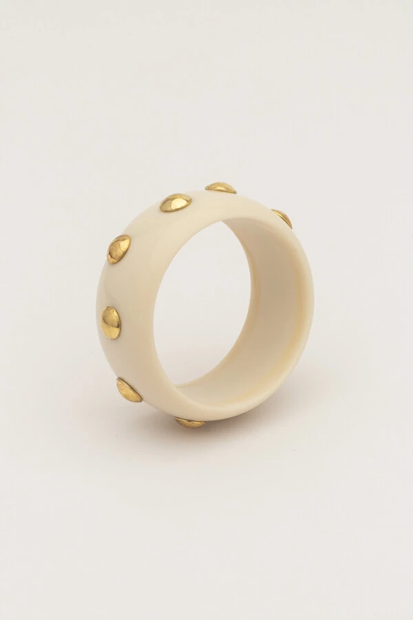 Bracelete Resina Nude Tachinhas Douradas