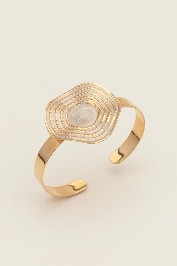 Pulseira Círculo Ondas Resina Madrepérola