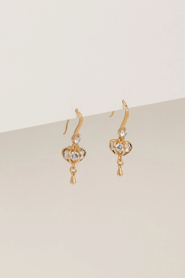 Brinco Dourado Pendente Zircônia Cristal