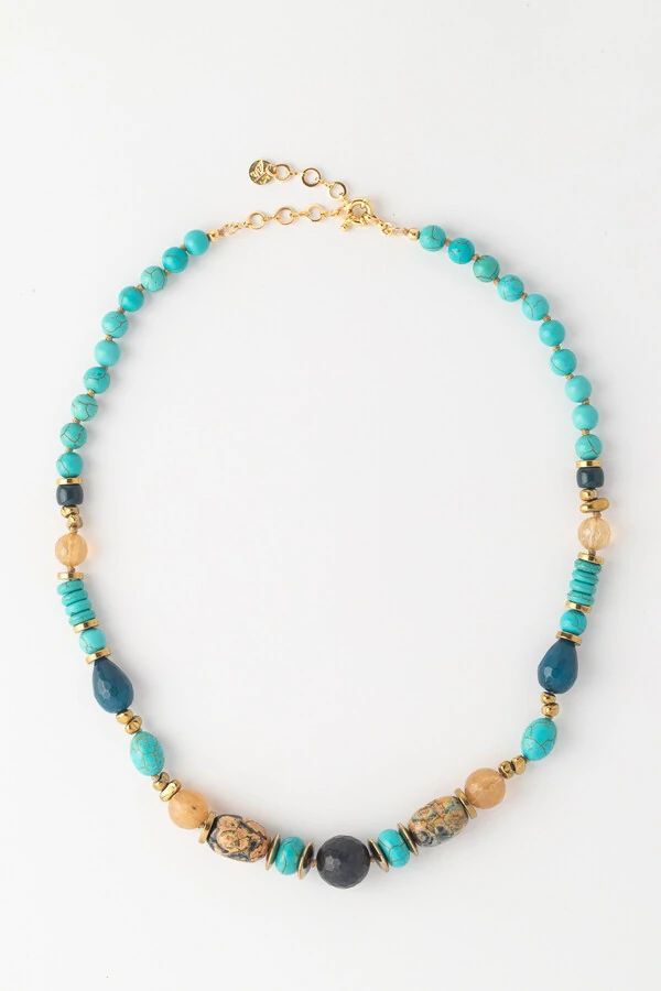 Colar Maratea Howlita Banho Ouro 18K