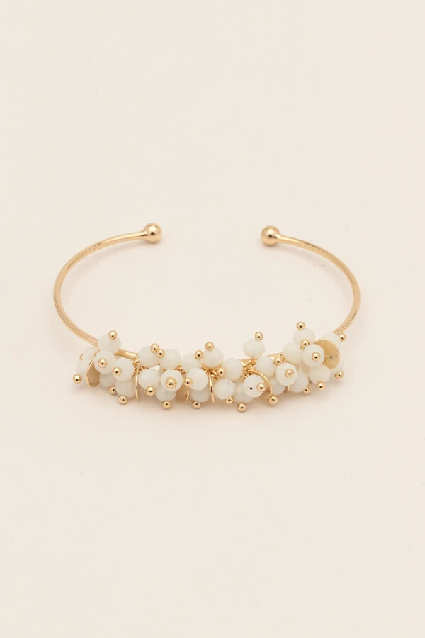 Pulseira Plaquinhas Dourada Cristais Off White