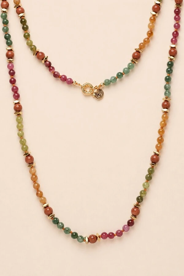 Colar Good Vibes Jade Color Goldstone