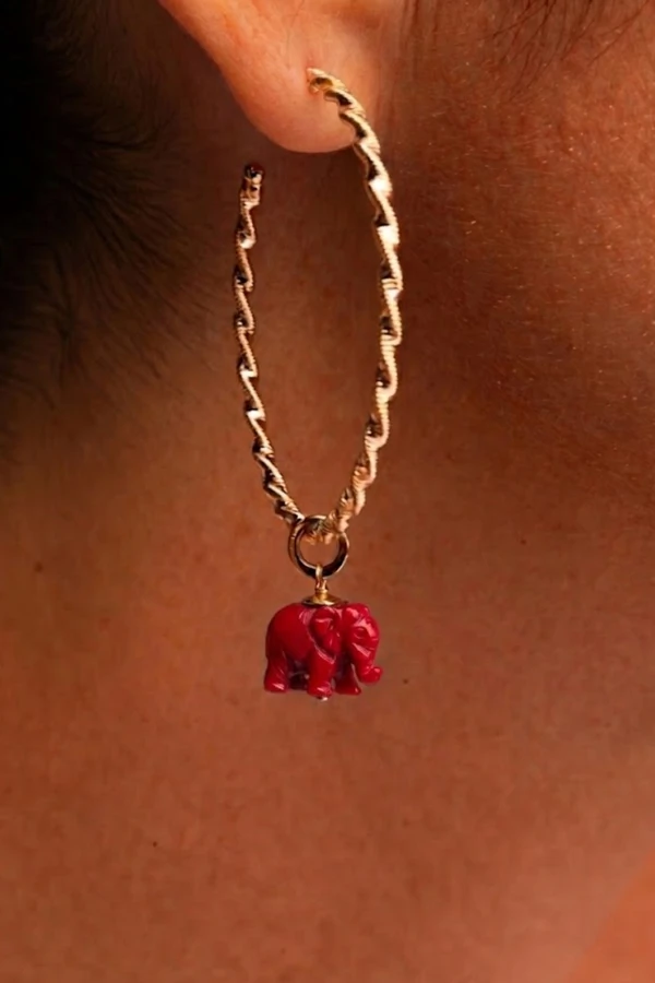 Pingente Elefante da Sorte Red Banho Ouro 18K