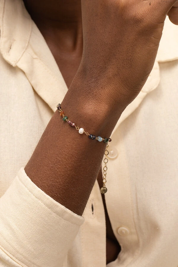 Pulseira Biarritz Mix Pedras Banho Ouro 18K