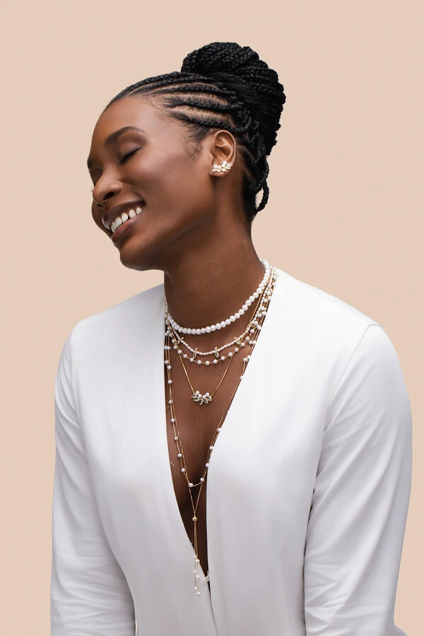 Brinco Siena Earcuff Pérola Gota Aqua Banho Ouro 18K