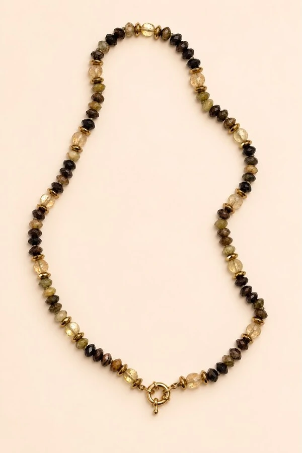 Colar Mix Pedras Banho Ouro 18K