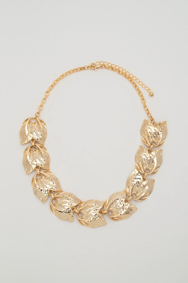 Colar Dourado Placas Tulipa