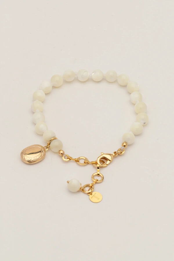 Pulseira Esferas Madre Banho Ouro 18K