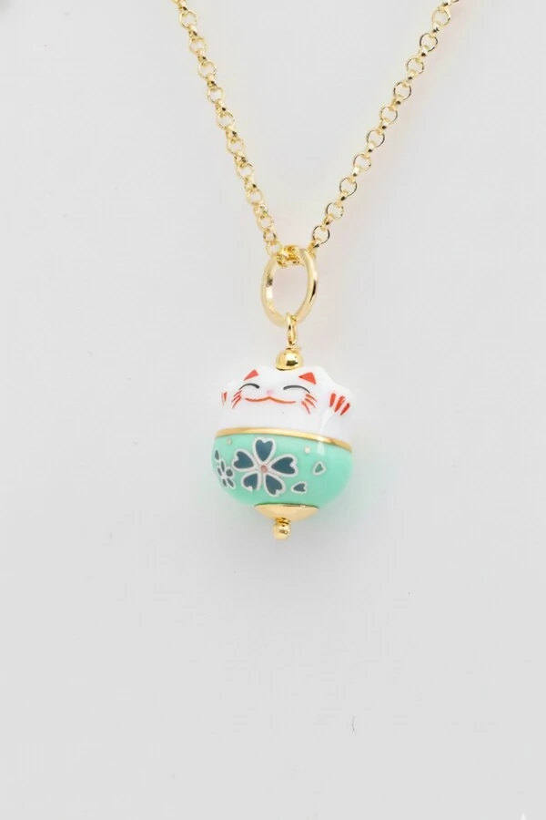 Pingente Gatinho Da Sorte Banho Ouro 18K