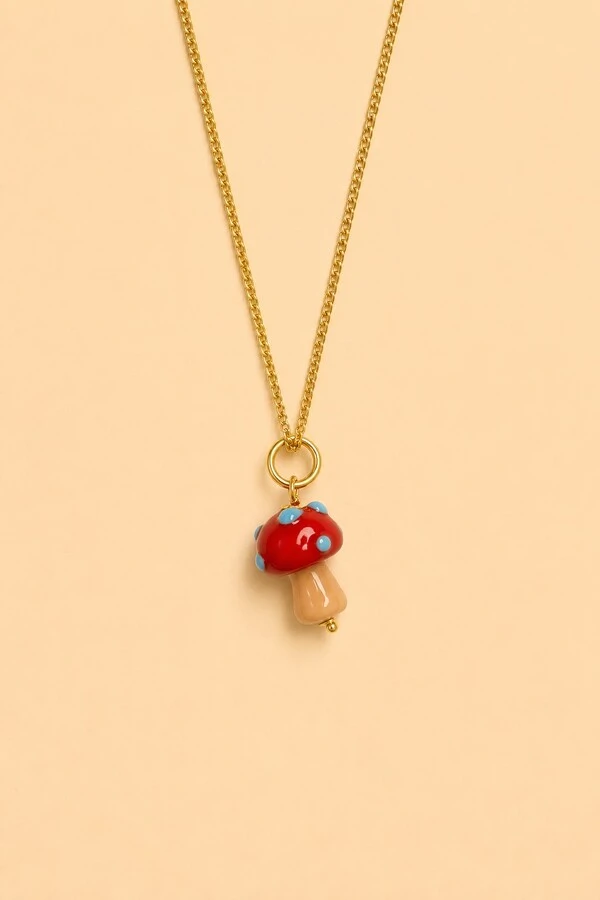 Pingente Cogumelo Da Sorte Banho Ouro 18K
