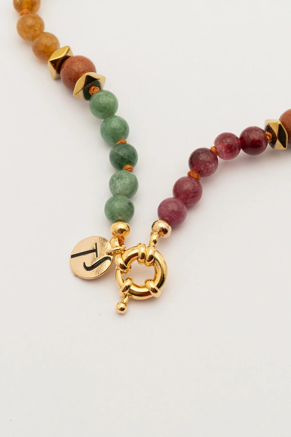 Colar Good Vibes Jade Color Goldstone