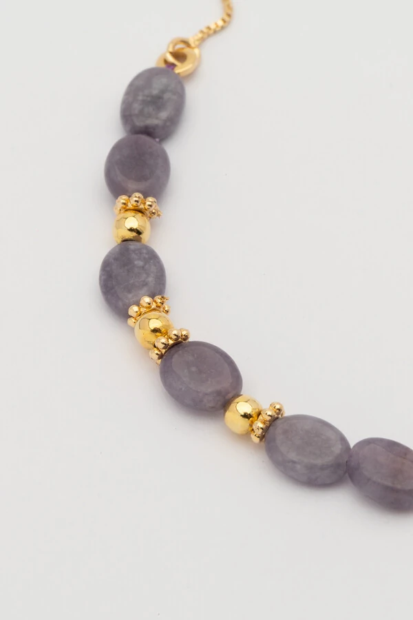 Pulseira Luna Jade Lilás Banho Ouro 18K