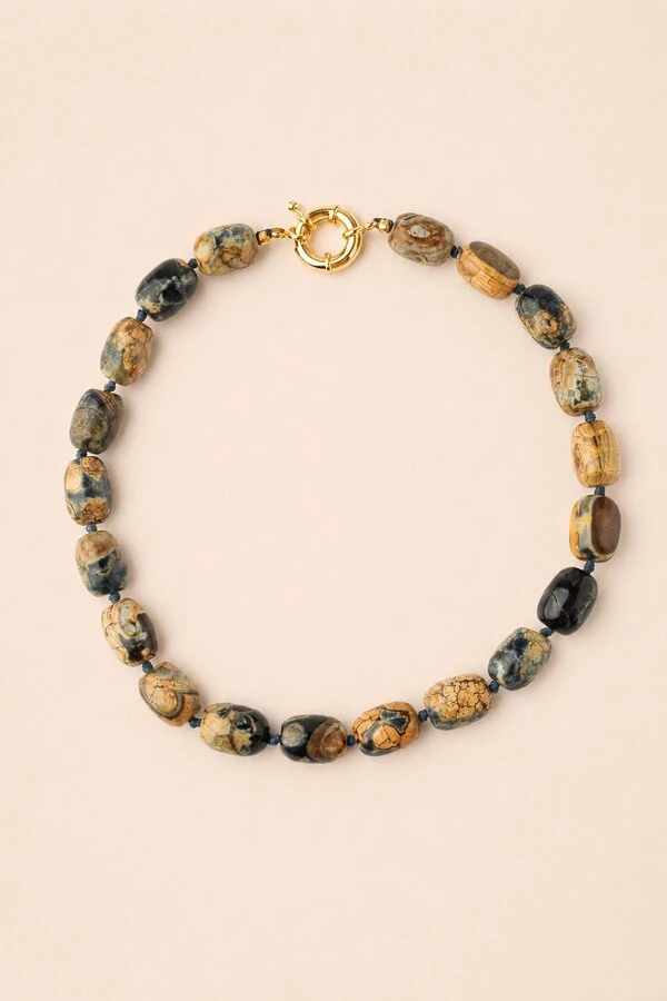 Colar Curto Agatha Mescla Bahia Banho Ouro 18K