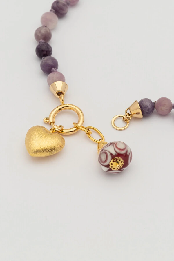 Colar Lanterna Marroquina Lepidolita Lavanda