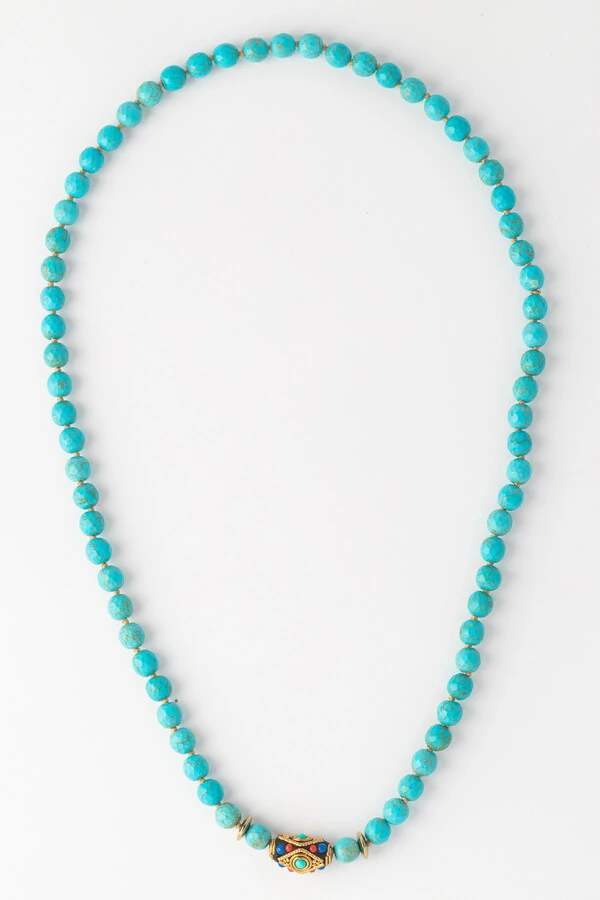 Colar Longo Bodrum Howlita Turquesa