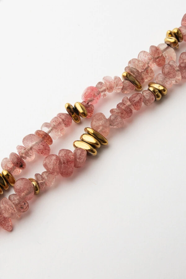 Pulseira Ouro Vintage Quartzo Morango