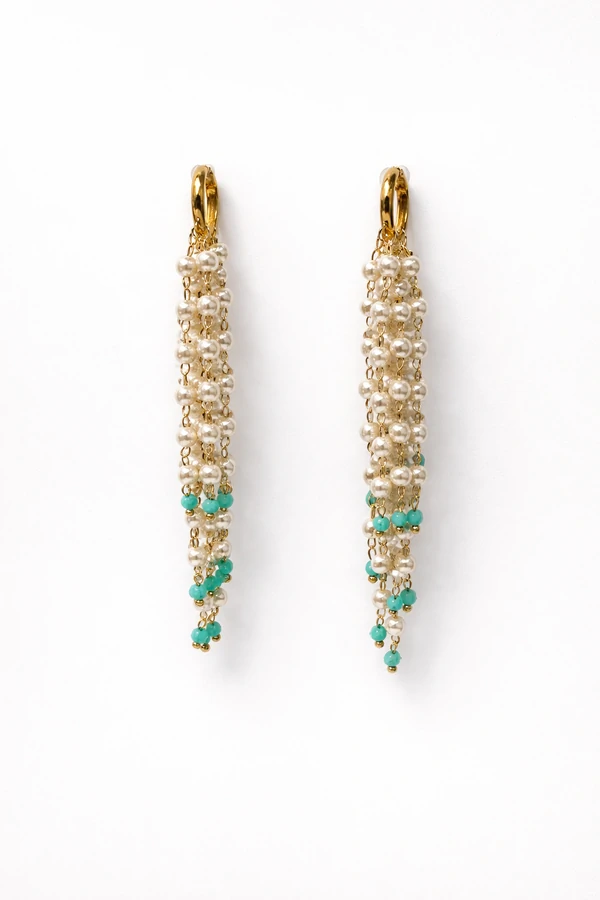 Brinco Argola Dourada Cascata Pérola