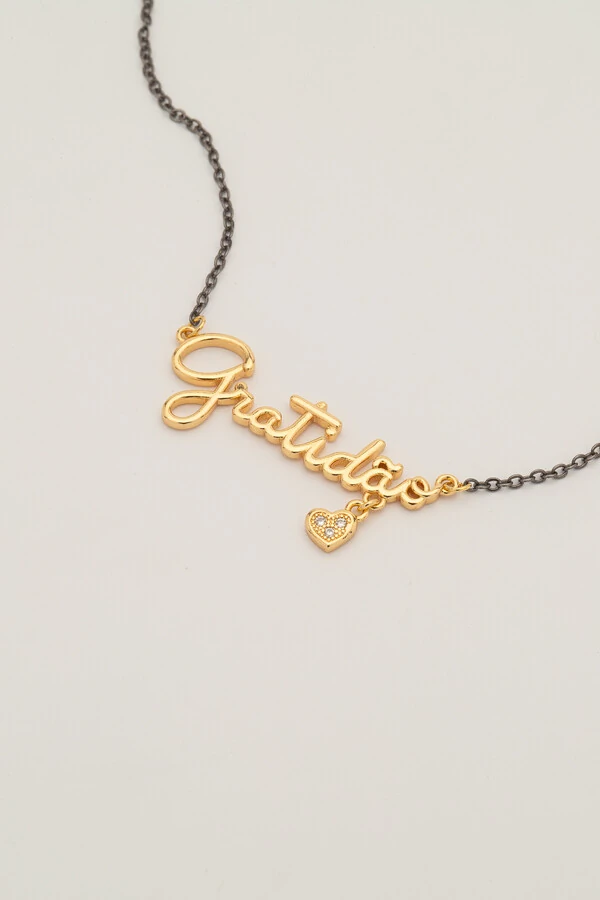 Colar Gratidão Banho Ouro 18k