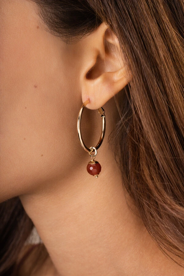 Brinco Argola Dourada Jardins Agatha Cornalina