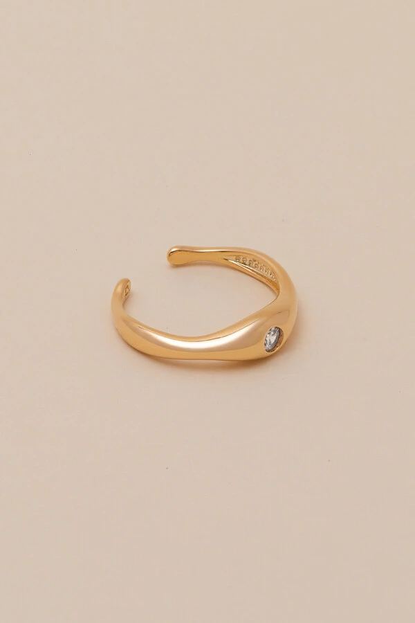 Anel Ponto Zircônia Banho Ouro 18K