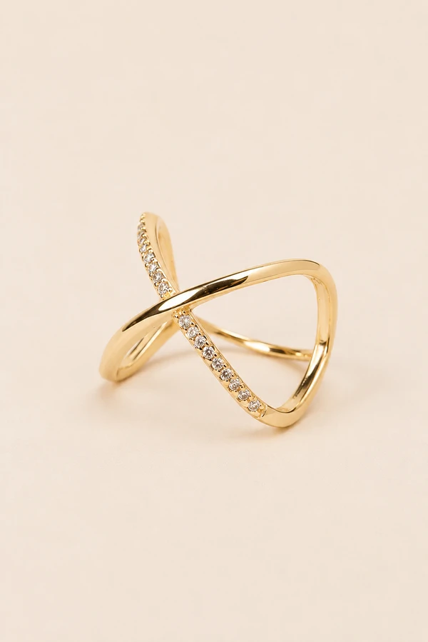 Anel Zircônia Infinito Banho Ouro 18K