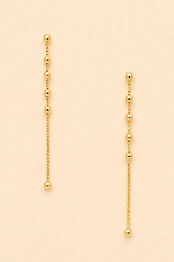 Brinco Fio Bubbles Banho Ouro 18K