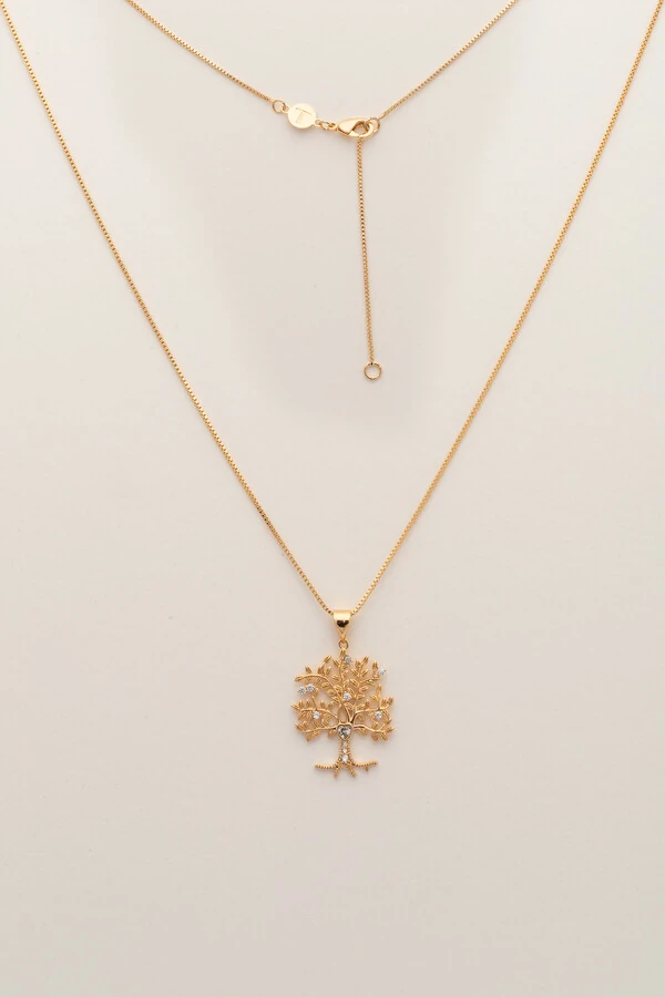Colar Veneziana Árvore da Vida Banho Ouro 18k
