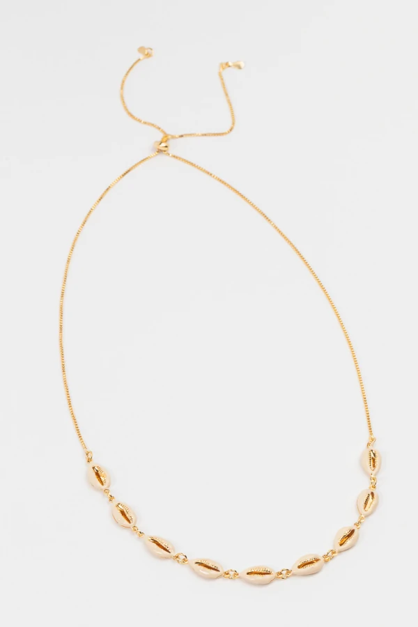 Colar Dourado Ajustável Búzio Resina