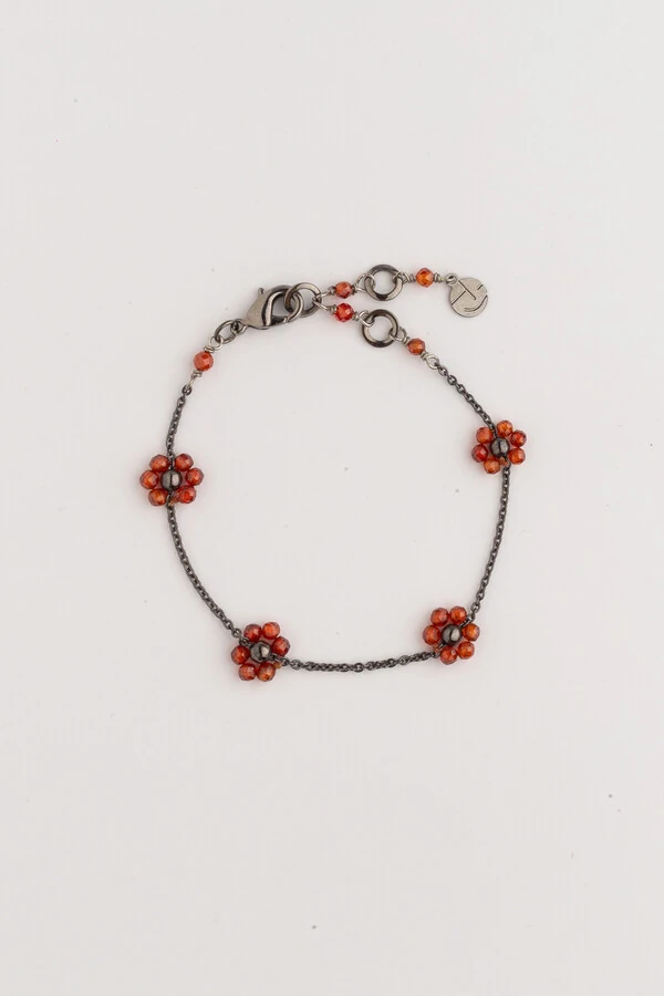 Pulseira Grafite Florzinha Cristais