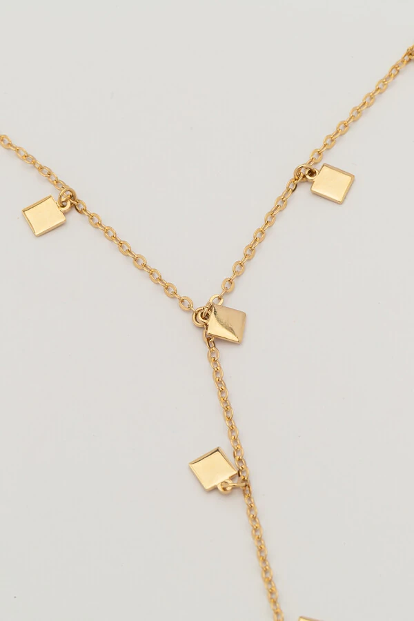 Colar Dourado Gravata Cubos
