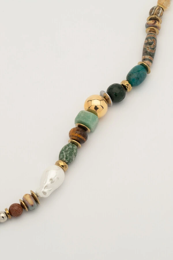 Colar Bibi Elos Mix Pedras Banho Ouro 18k