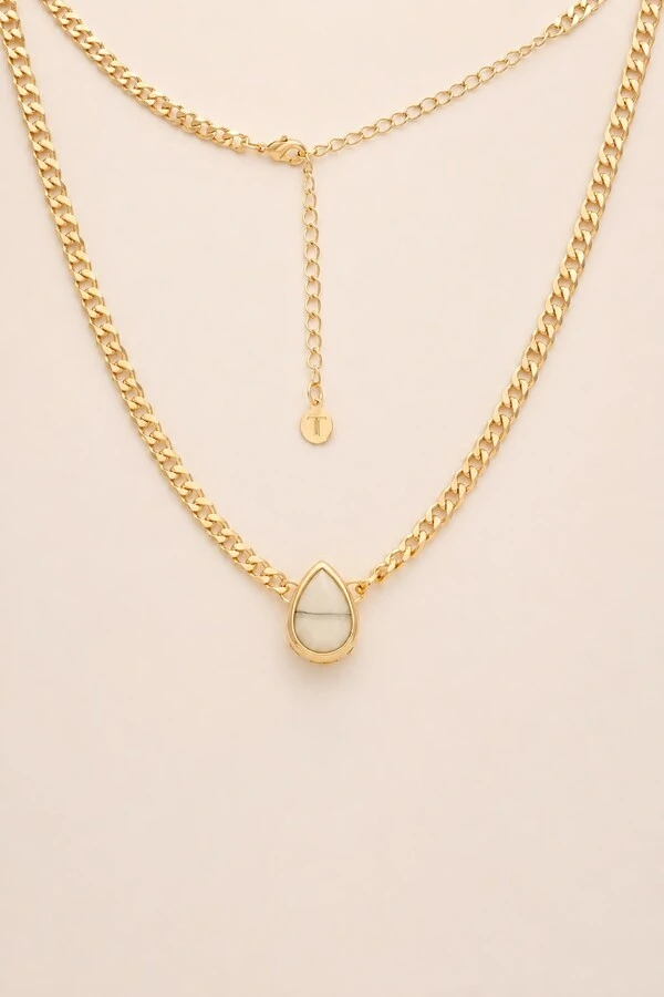 Colar Choker Dourado Gota Resina Off White