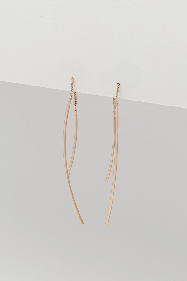 Brinco Fio Palito Banho Ouro 18K