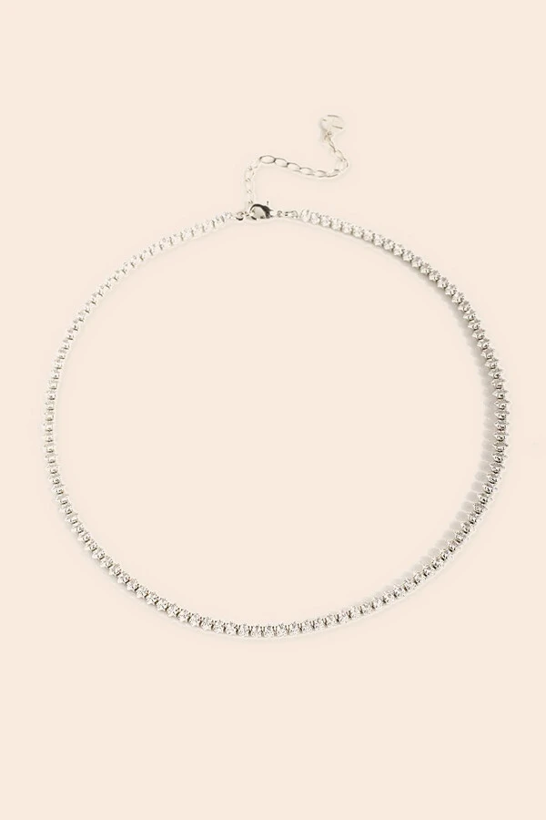 Colar Riviera Prateado Zircônia Cristal