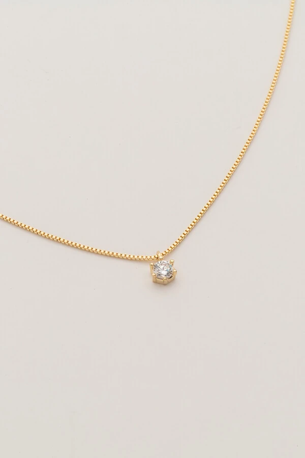 Colar Ponto de Luz Zircônia P Banho Ouro 18K