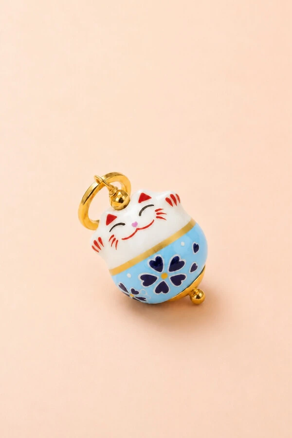 Pingente Gatinho Da Sorte Banho Ouro 18K