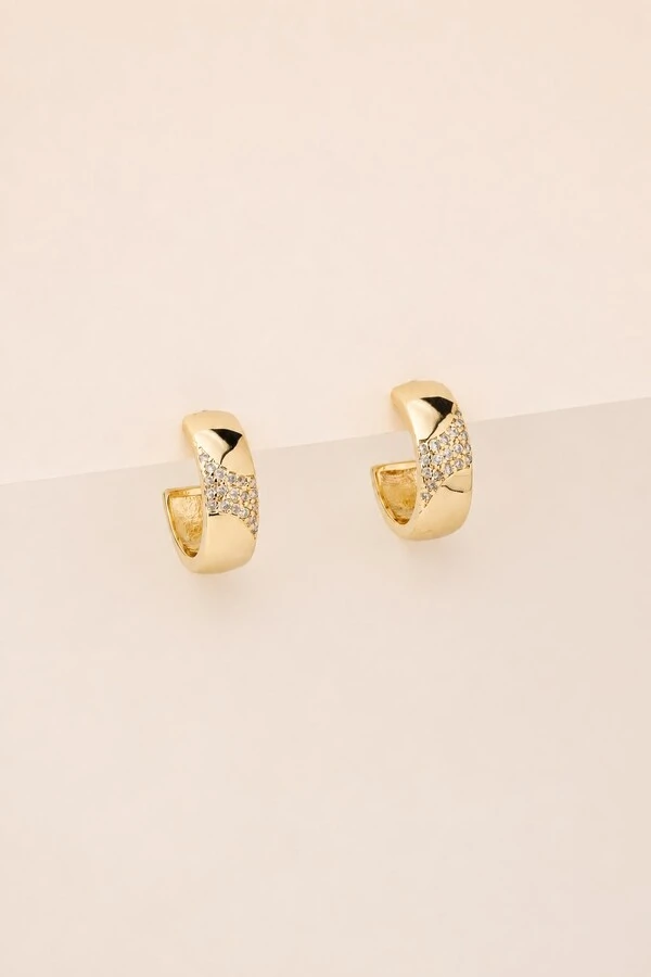 Argola Zircônia Star Banho Ouro 18K