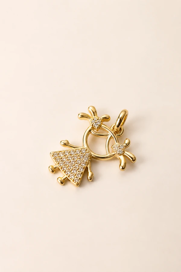 Pingente Garota Zircônia Banho Ouro 18K