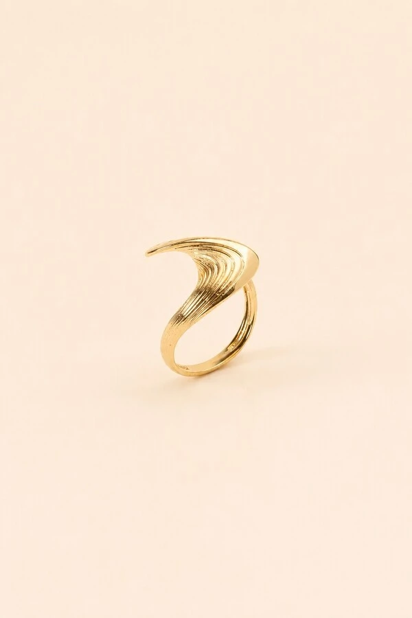 Anel Onda Banho Ouro 18K