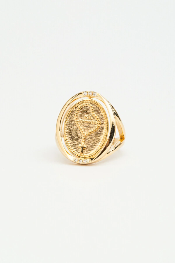 Anel Nossa Senhora Aparecida Banho Ouro 18K
