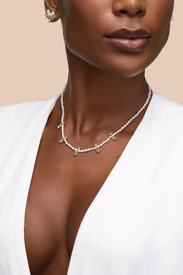 Colar Siena Pérola Natural Banho Ouro 18K
