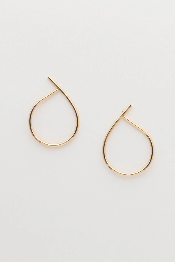 Brinco Gota Vazada Banho Ouro 18K