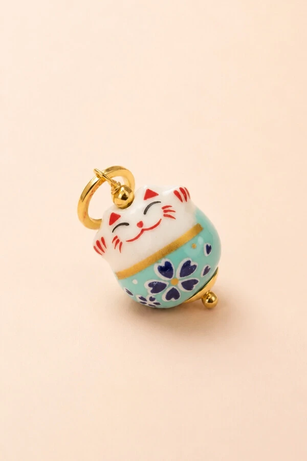 Pingente Gatinho Da Sorte Banho Ouro 18K